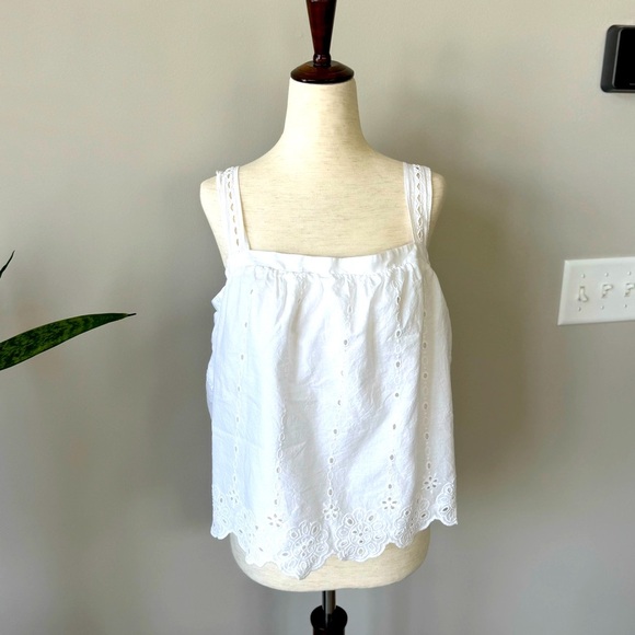 Maurice White Eyelet Lace Tank Top - Picture 1 of 7